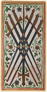 The Seven of Swords, facsimile of a tarot card from the 